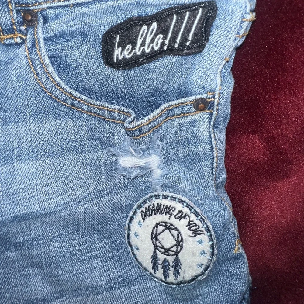 Vanilla Star Blue Jean Shorts with Patches‎